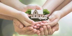 Home loan, car insurance, family assurance protection, and private property legacy planning concept
